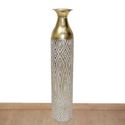 GOLD/BEIGE METAL VASE 15X15X77CM HM8655