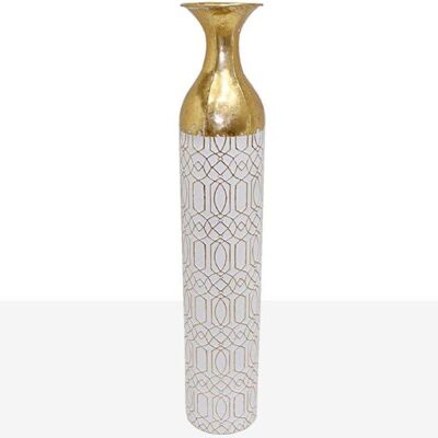 GOLD/WHITE METAL VASE 15X15X86CM HM8670