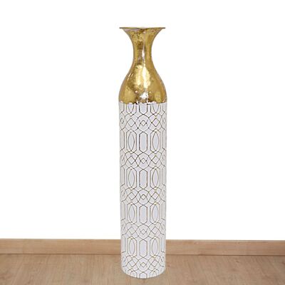 VASE MÉTAL DORÉ/BLANC HM8671