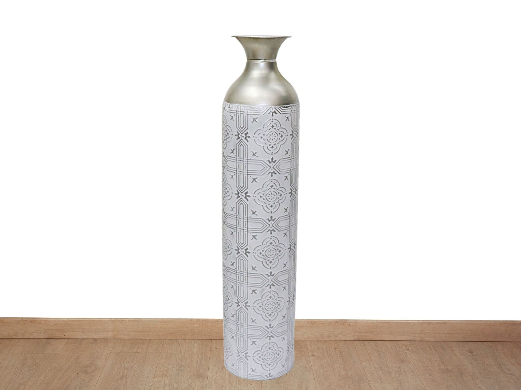 VASO IN METALLO ARGENTO/BIANCO HM8678