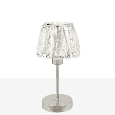 SILVER METAL LAMP WITH GLASS SHADE E14 13X13X27CM HM11366
