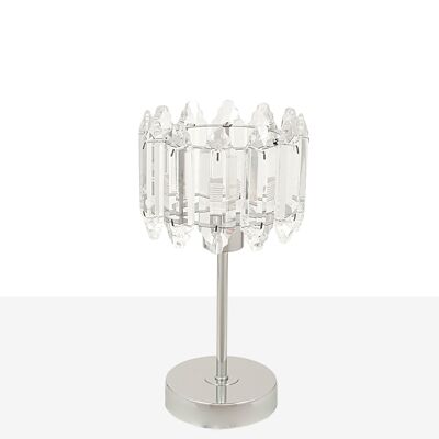 SILVER METAL LAMP WITH GLASS SHADE E14 13X13X26CM HM11368