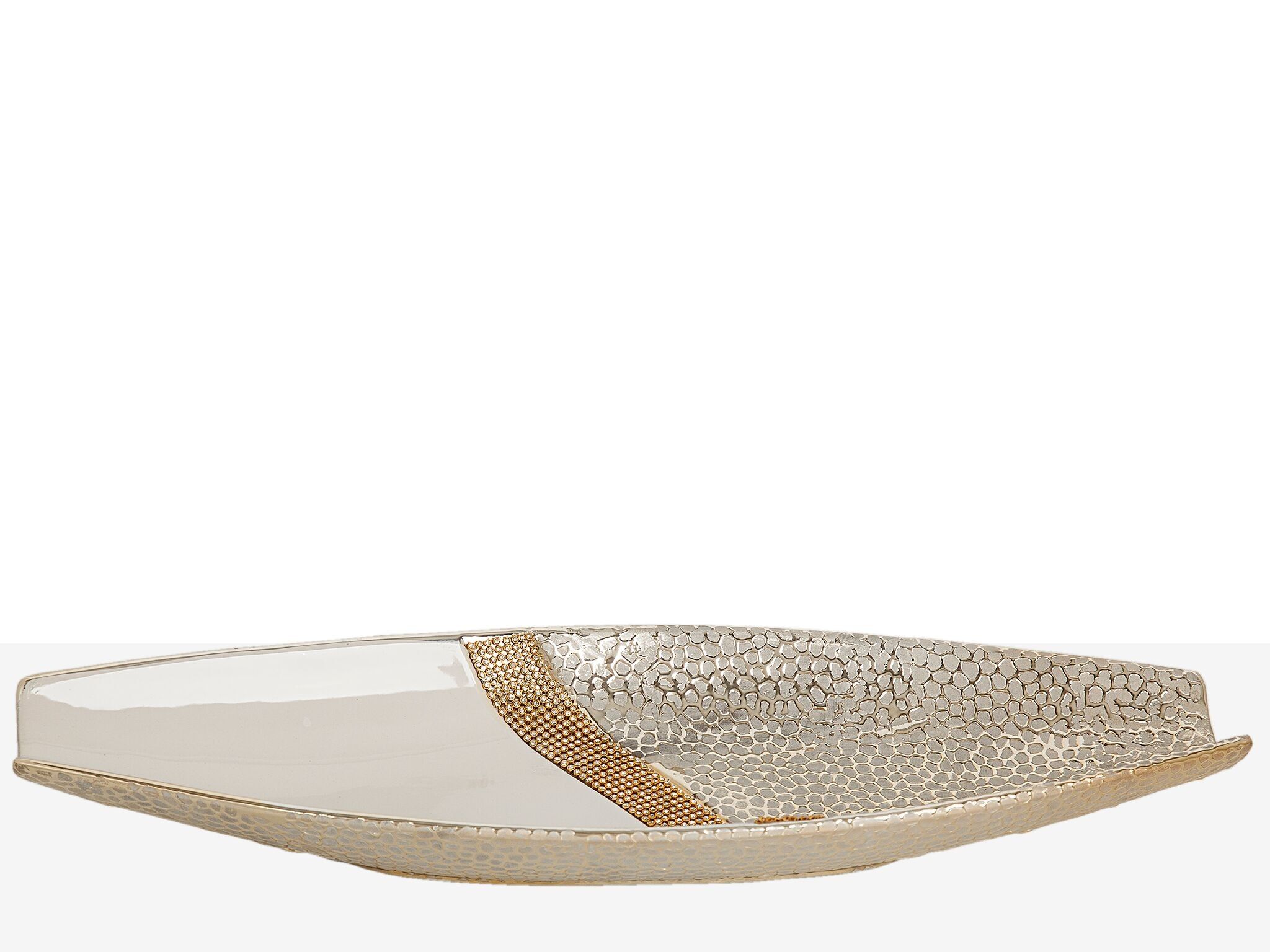 CENTRO CANOA IN CERAMICA BIANCA ORO HM22204