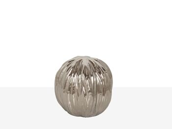 BOULE CÉRAMIQUE BLANCHE ARGENT 9X9X9CM HM22210 1