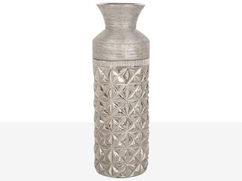 VASE CÉRAMIQUE ARGENT 13X13X40CM HM22220 2