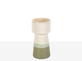 VASE CÉRAMIQUE TRITONE VERT/ CRÈME HM22230 2