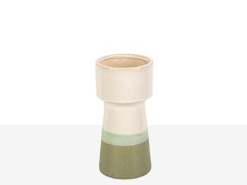 VASE CÉRAMIQUE TRITONE VERT/ CRÈME HM22230 1