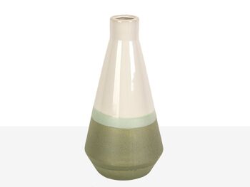 VASE CÉRAMIQUE TRITONE VERT/ CRÈME 14X14X28CM HM22235 2