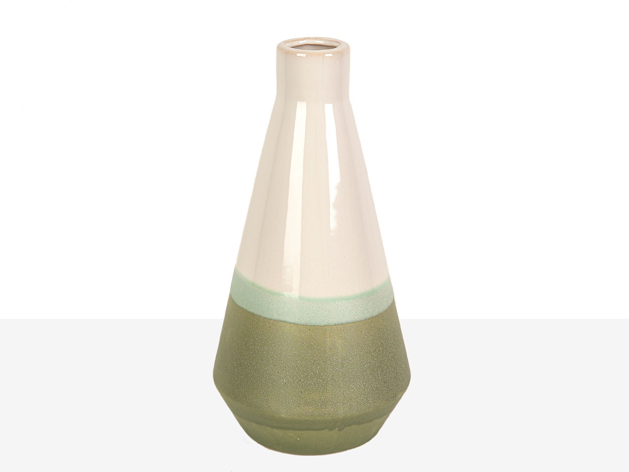 VASE CÉRAMIQUE TRITONE VERT/CRÈME HM22235