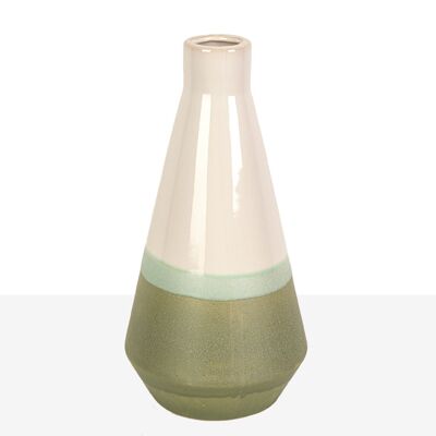 VASO IN CERAMICA TRITONE VERDE/CREMA HM22235