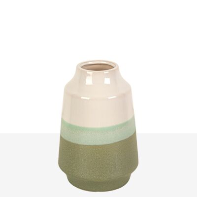 VASO IN CERAMICA TRITONE VERDE/CREMA 13X13X19CM HM22236