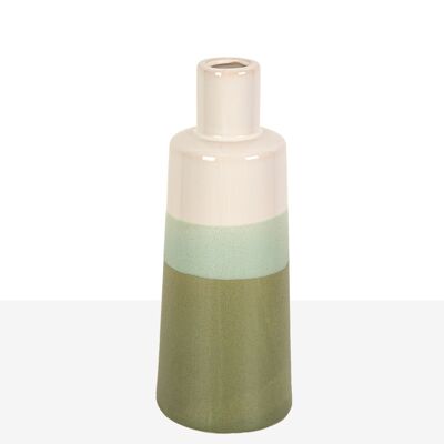 TRITONE CERAMIC VASE GREEN/ CREAM 10X10X25CM HM22238