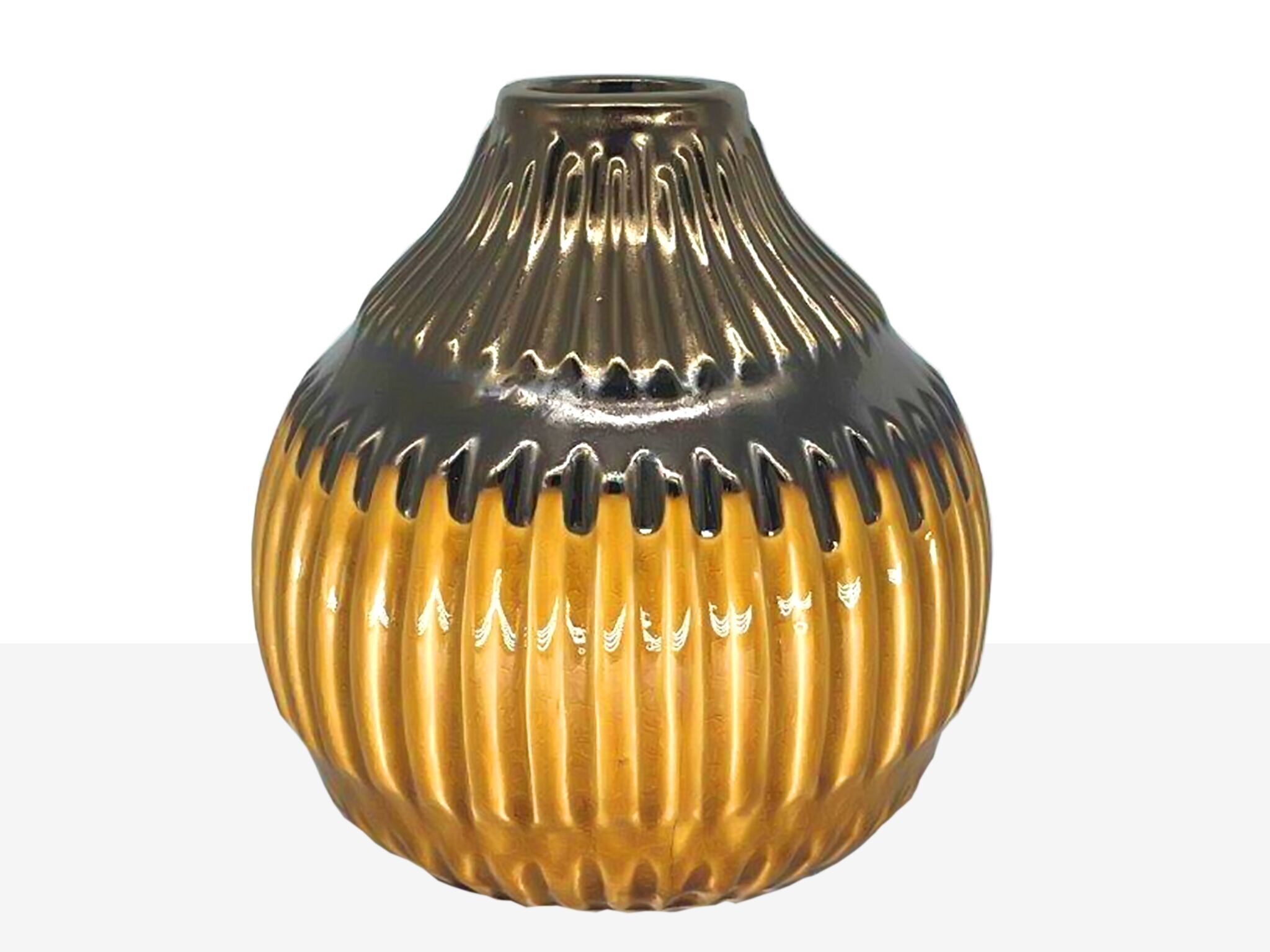 VASE EN CÉRAMIQUE ÉMAILLÉE MOUTARDE HM31069