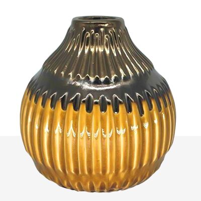 MUSTARD GLAZED CERAMIC VASE 21X21X21CM HM31069