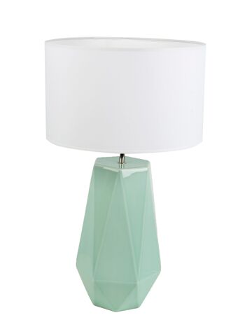 LAMPE CÉRAMIQUE TURQUOISE AVEC ÉCRAN 35X35X67CM HM32202 1