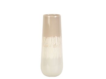 VASE CÉRAMIQUE BISCUIT CRÈME/GRIS HM32215 1