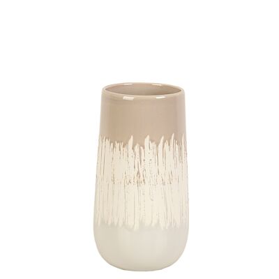 FLORERO CERAMICA BISCUIT CREMA/GRIS HM32216
