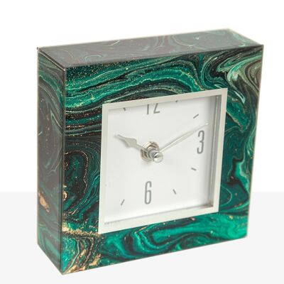 DECORATED GLASS CLOCK 14X4X14CM HM51009