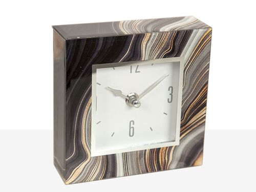 RELOJ VIDRIO DECORADO 14X4X14CM HM51019