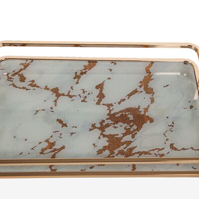 GLASS TRAY WITH METAL HANDLES 30X20X6CM HM51045