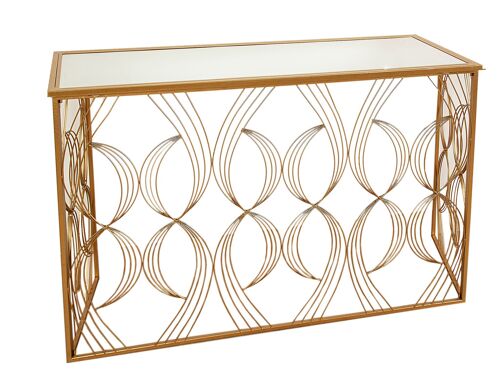 CONSOLA METAL DORADO TAPA VIDRIO 120X40X80CM HM83363