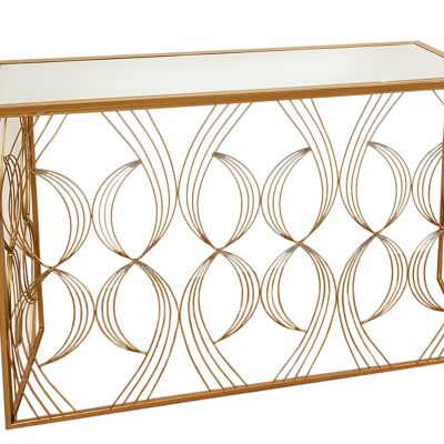 GOLDEN METAL CONSOLE GLASS TOP 120X40X80CM HM83363