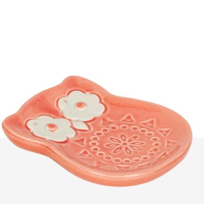 PIATTO GUFO IN CERAMICA ROSA HM84663