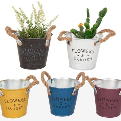 METAL ROPE POT COVER (ASSORTED COLORS) 11X11X10CM HM84770