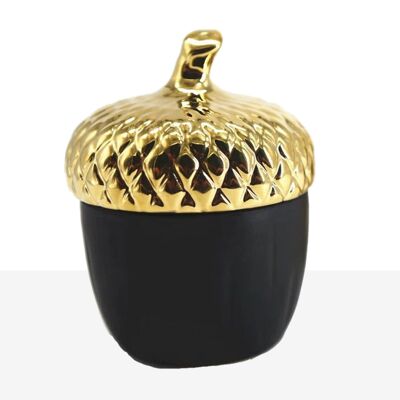 BLACK/GOLD CERAMIC ACORN BOX 11X11X17CM HM84813