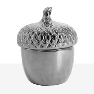 SILVER CERAMIC ACORN BOX 11X11X17CM HM84814