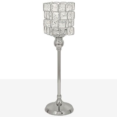 SILVER METAL/GLASS CANDLE HOLDER CUP HM84988