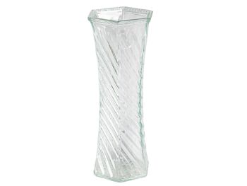 VASE EN VERRE TRANSPARENT SCULPTÉ 10X10X25CM HM85163 1