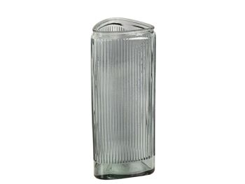 VASE VERRE RAYÉ GRIS 10X10X25CM HM85167 2