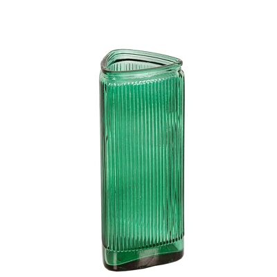 VASO IN VETRO VERDE RIGATO HM85168