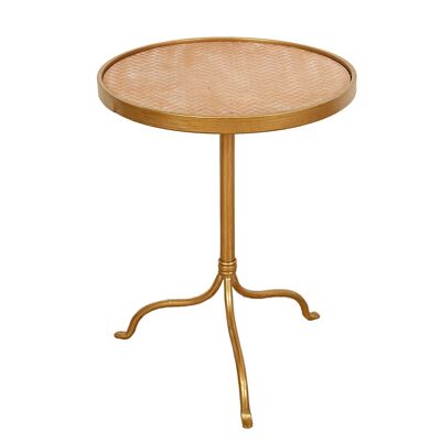 REDDA TABLE. GOLDEN METAL/WOOD 40X40X52CM HM86012