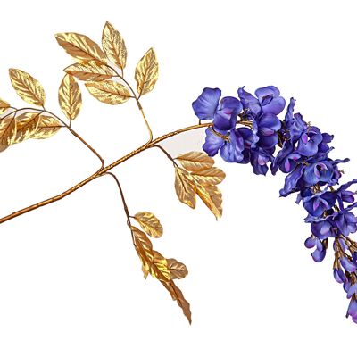 BRANCHE D'ACACIA POLYESTER BLEU INDIGO/OR HM92120