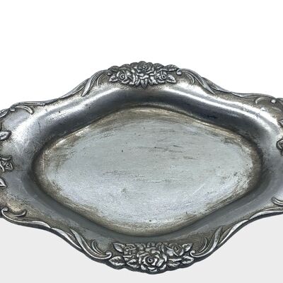 OVAL SILVER RESIN TRAY 20X13X3CM HM102108