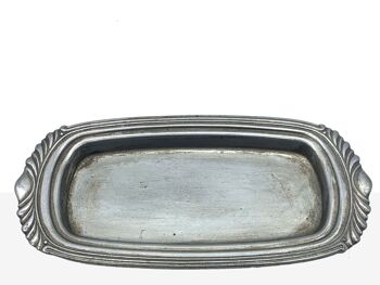 PLATEAU OVALE EN RÉSINE ARGENT 21X10X2CM HM102109 1