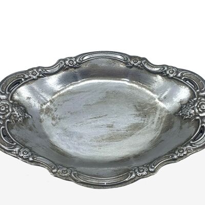 OVAL SILVER RESIN TRAY 23X14X3CM HM102111