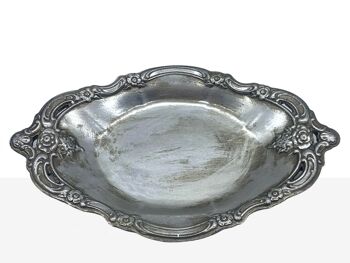 PLATEAU OVALE EN RÉSINE ARGENT 23X14X3CM HM102111 1