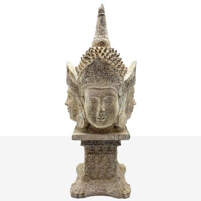 BUDDHA 4 FACES IN CHAMPANGE RESIN COLUMN 15X15X36CM HM102125