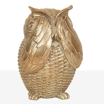 OWL FIGURE SENSES CHAMPANGE RESIN HM102133