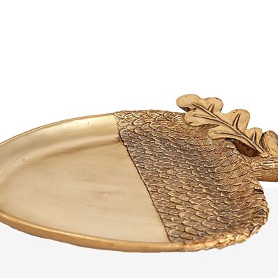 ACORN PLATE GOLDEN RESIN 27X21X4CM HM102163