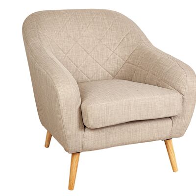 BEIGE ARMCHAIR NATURAL WOOD LEGS HM122202