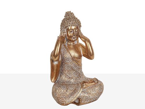 FIGURA BUDA SENTIDOS RESINA DORADO HM191181