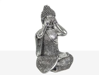 FIGURINE DE BOUDDHA SENS RÉSINE ARGENT 15X13X24CM HM191185 2