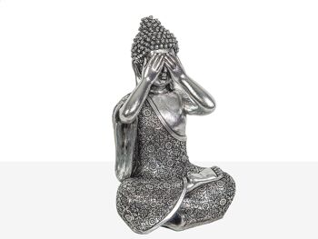 FIGURINE DE BOUDDHA SENS RÉSINE ARGENT 15X13X24CM HM191185 1