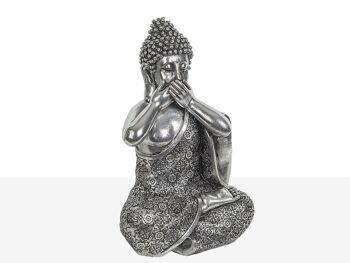 FIGURINE DE BOUDDHA SENS RÉSINE ARGENT 15X13X24CM HM191186 2