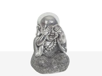 FIGURE MOINE SENS ARGENT RÉSINE 16X15X22CM HM191197 2