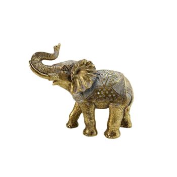 FIGURINE ÉLÉPHANT EN RÉSINE DORÉE HM191211 1